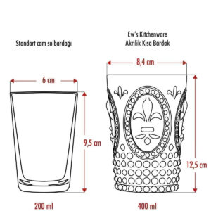 Akrilik 6'lı Kısa Bardak 400 ml