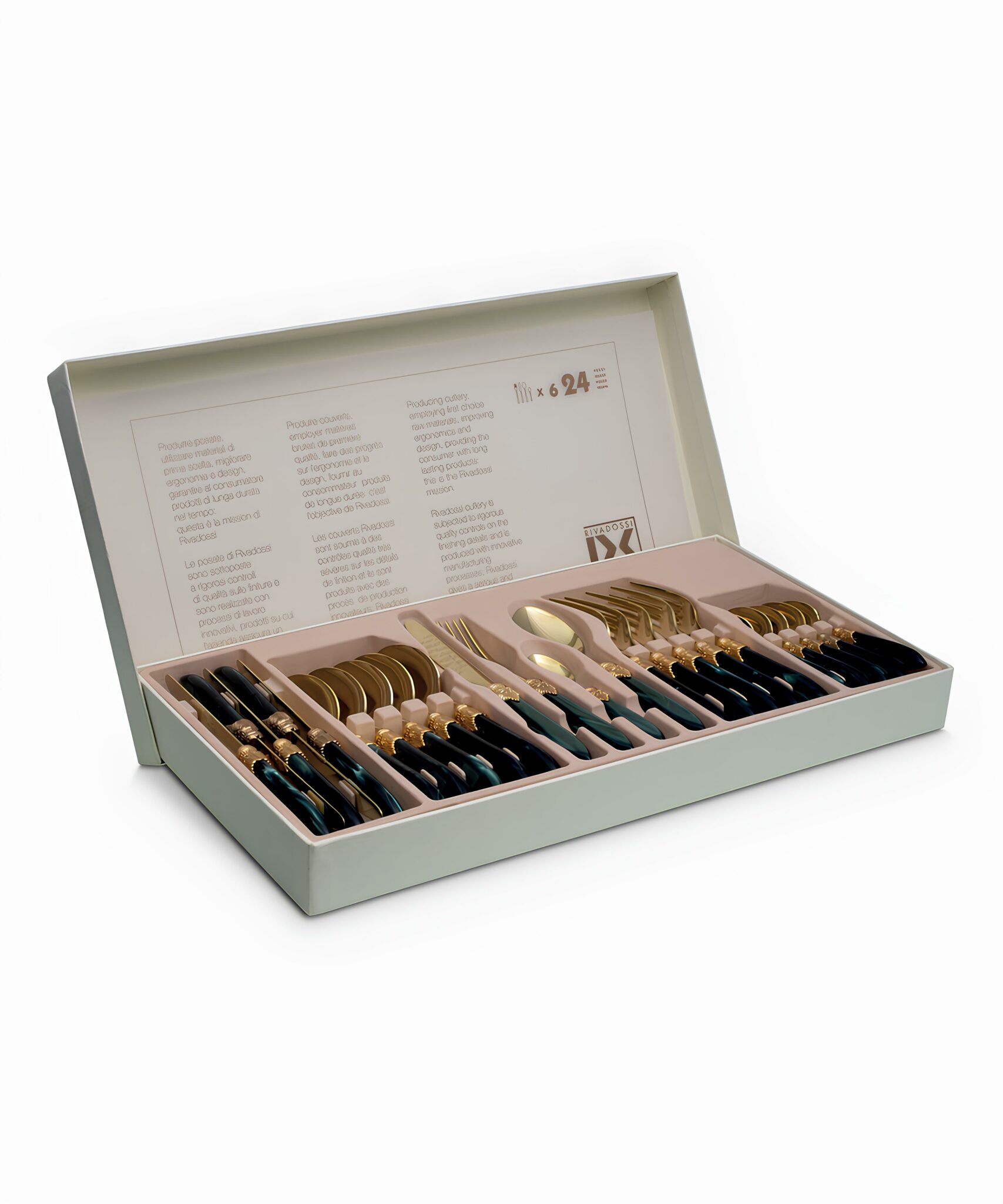 Rivadossi Elena Bordeaux – Set Posate Per Insalata 2 Pezzi (Cucchiaio + Forchetta), 100% Made In Italy, Acciaio Inox 18/10