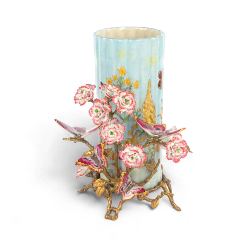 Mavi Kuşlu Buket Dekoratif Vazo