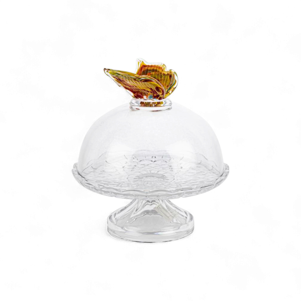 Renkli Kelebekli Cam Kek Standı