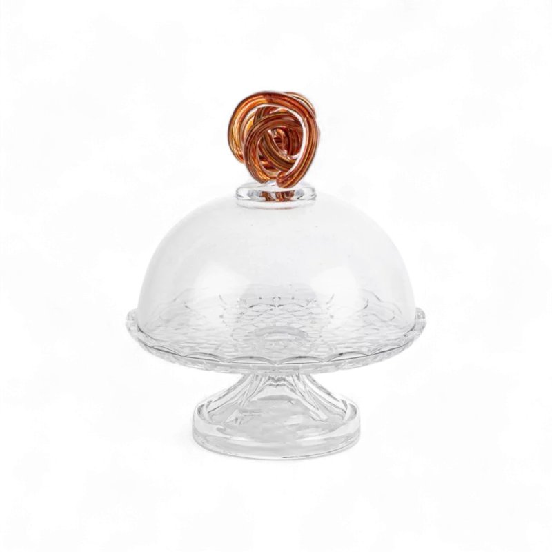 Amber Kapaklı Cam Kek Standı