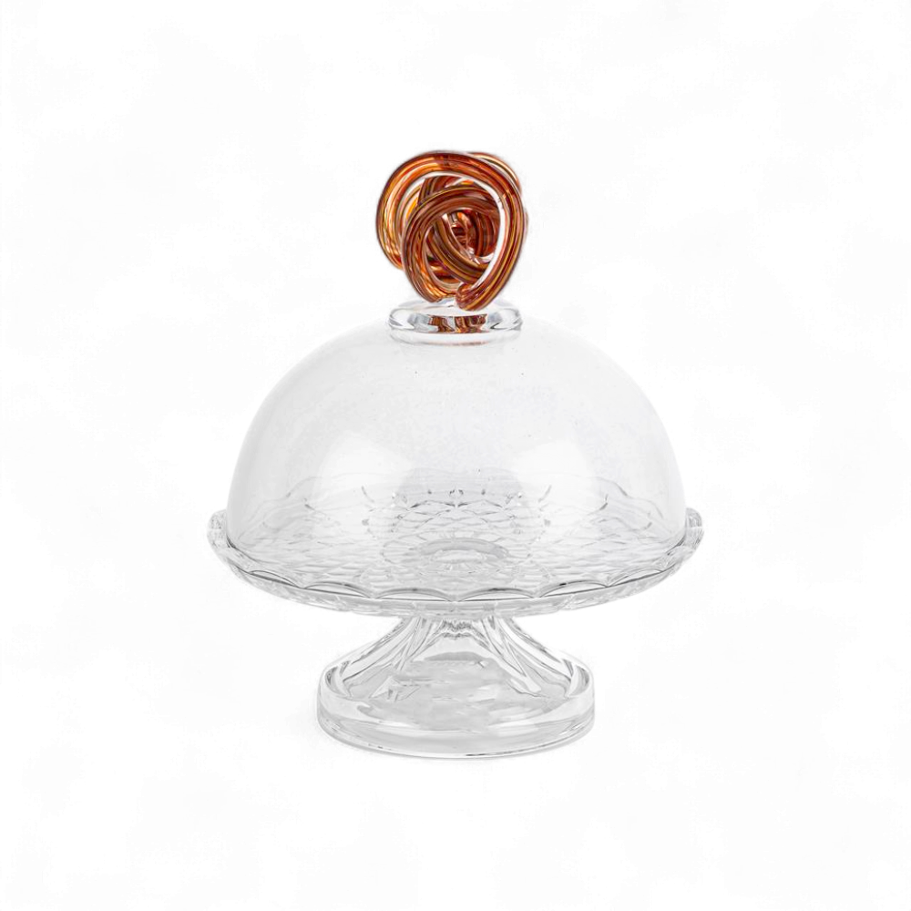 Amber Kapaklı Cam Kek Standı