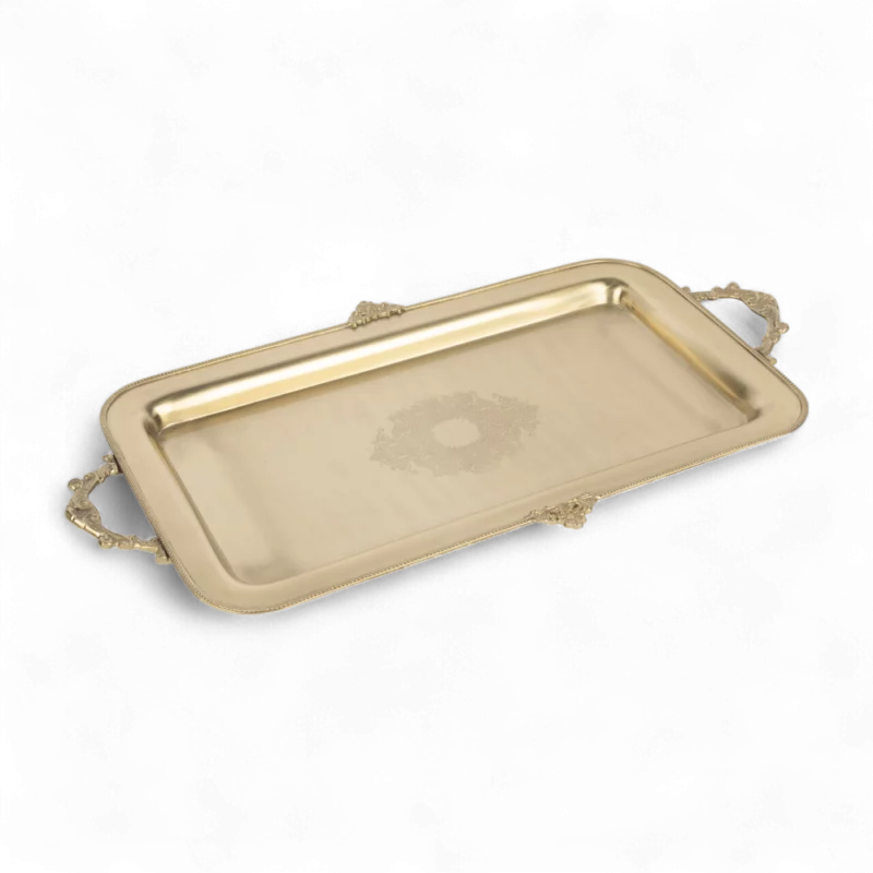 Pirinç İşlemeli Dikdörtgen Tepsi