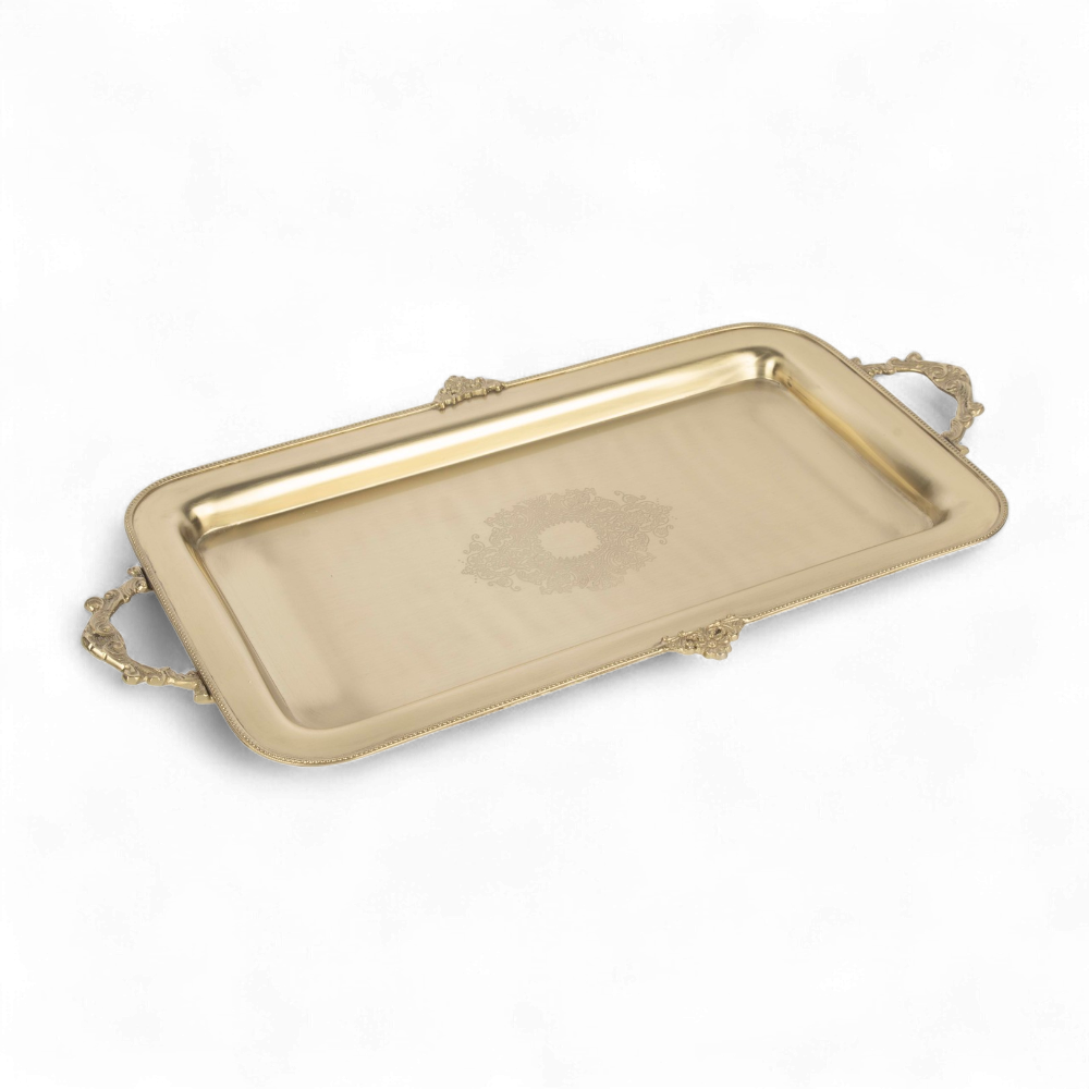 Pirinç İşlemeli Dikdörtgen Tepsi