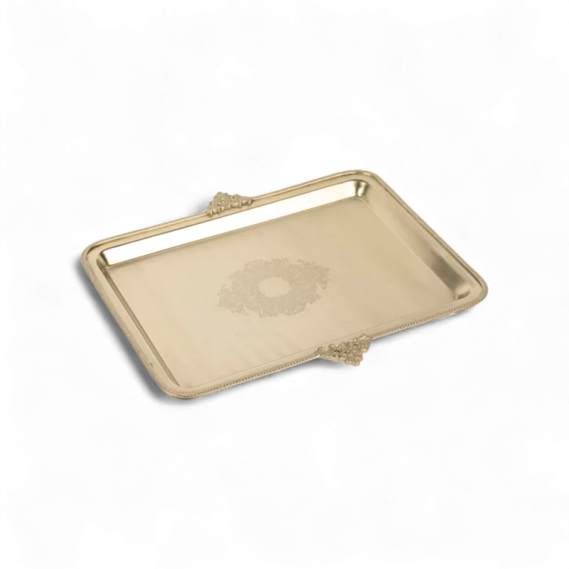 Pirinç İşlemeli Dikdörtgen Tepsi