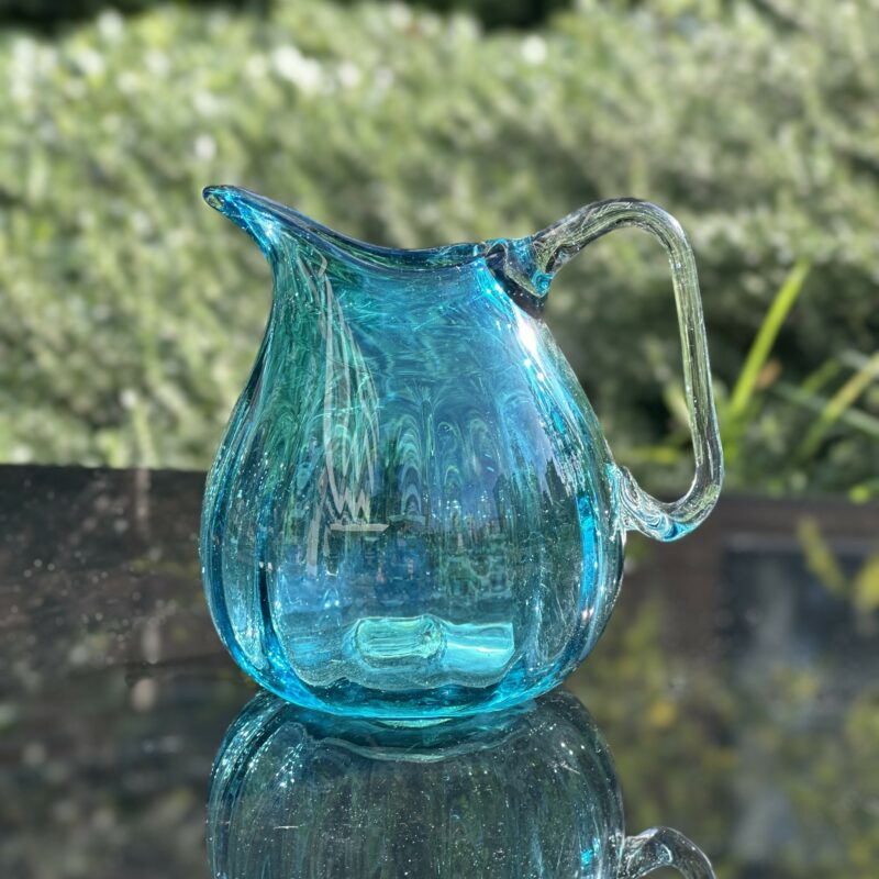 El Yapımı Cam Sürahi Mavi Küçük Boy