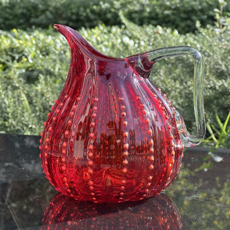 El Yapımı Cam Sürahi Kırmızı 17 cm