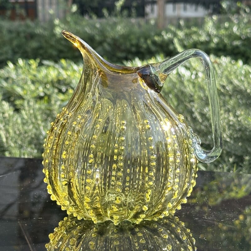 El Yapımı Cam Sürahi Sarı 17 cm