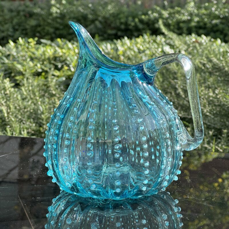 El Yapımı Cam Sürahi Açık Mavi 17 cm