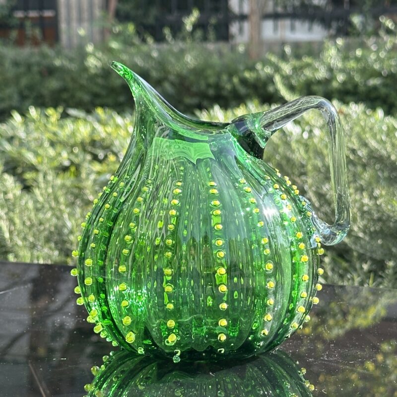 El Yapımı Cam Sürahi Koyu Yeşil 17 cm