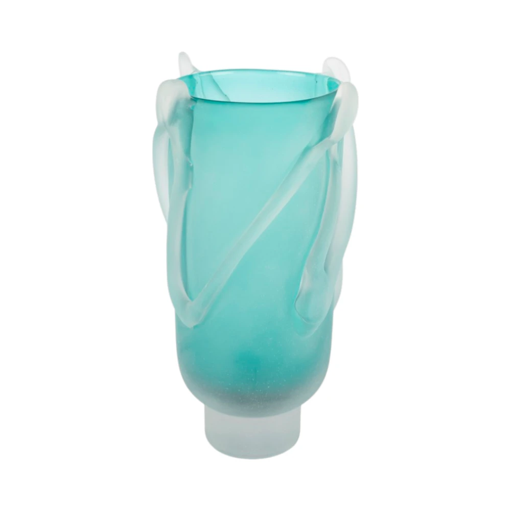 Kabartmalı Cam Mat Vazo 33 CM