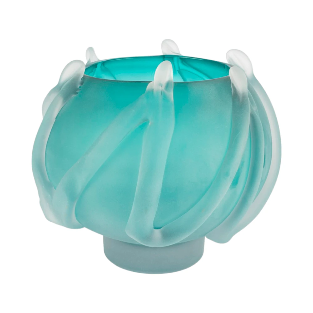 Kabartmalı Cam Mat Vazo 27 CM