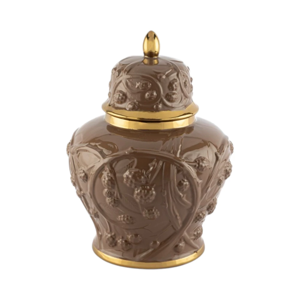 Kabartmalı Kahverengi Küp 31 CM