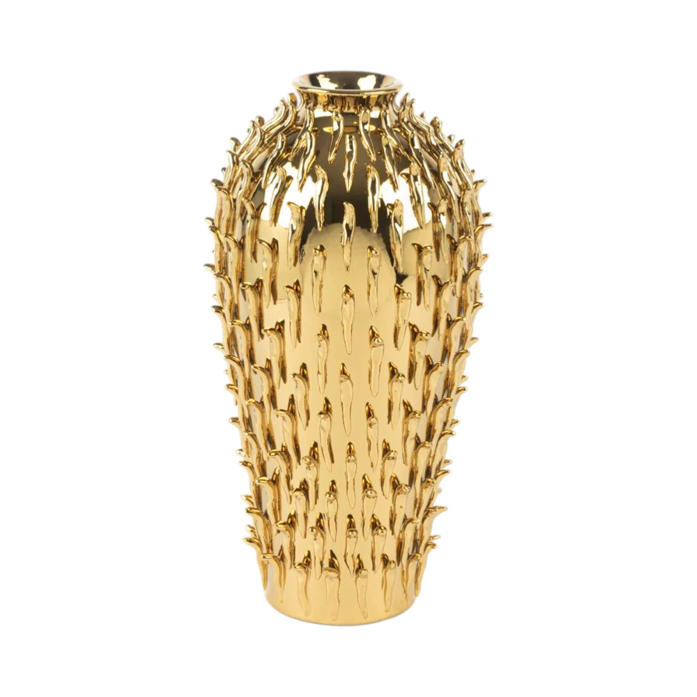 Tırtıklı Gold Vazo 35 CM