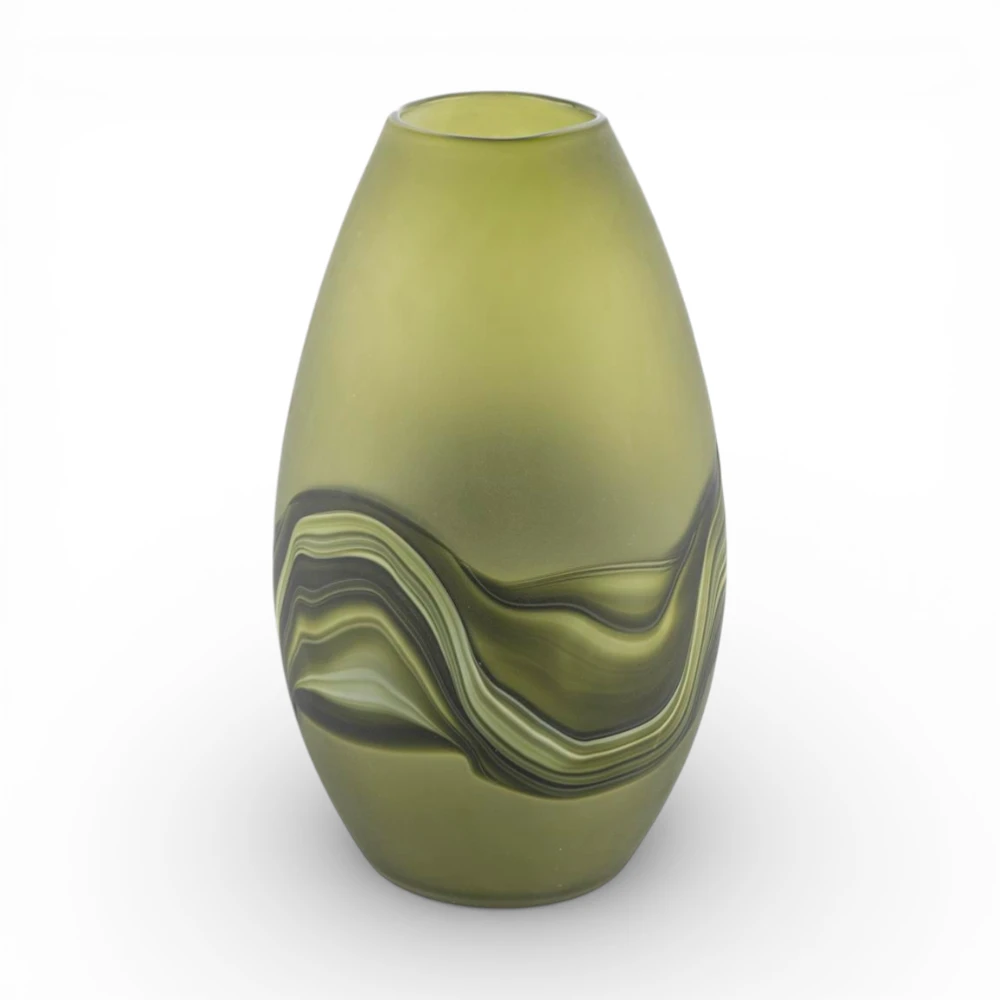 Degrade Yeşil Buzlu Cam Vazo 31 CM