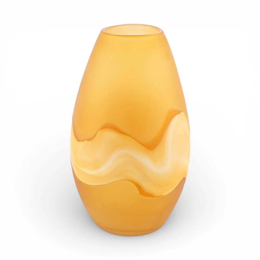 Degrade Turuncu Buzlu Cam Vazo 31 CM