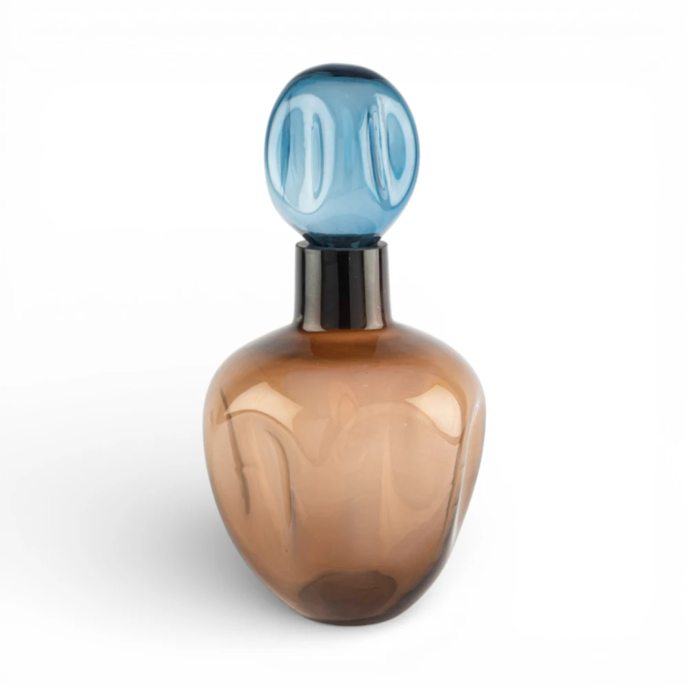 Lunera Kahverengi-Mavi Cam Dekoratif Şişe