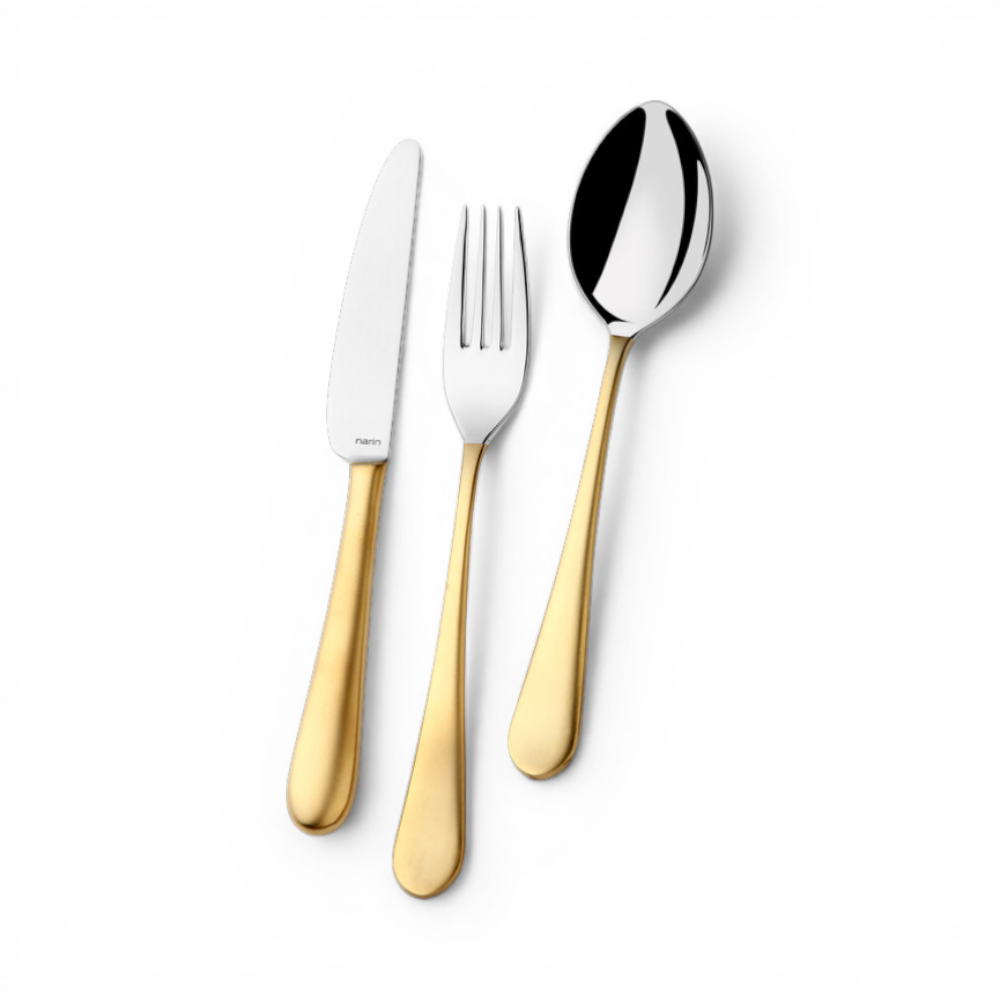 Epsilon Çelik Mat Altın Çatal Bıçak Takımı 89 parça