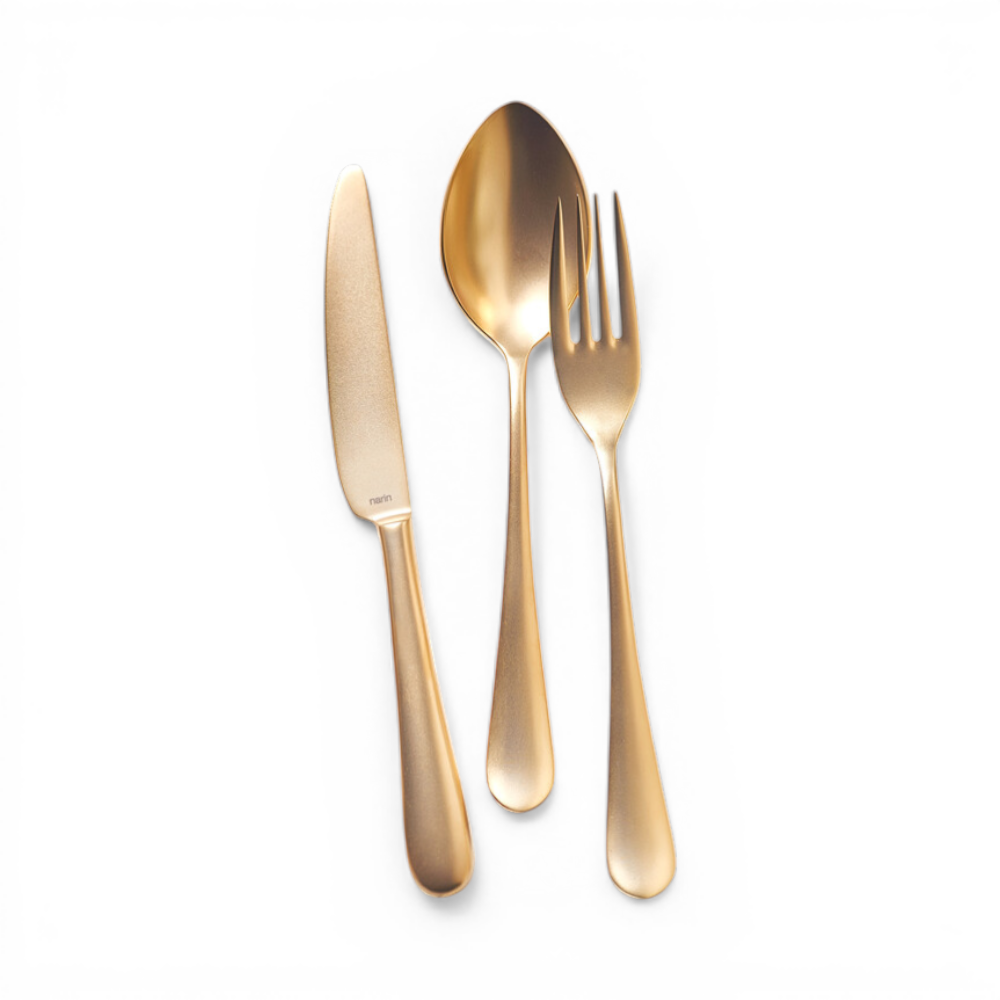 Epsilon Çelik Mat Altın (Tamamı) Çatal Bıçak Takımı 89 parça