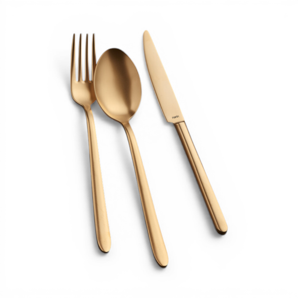 Plaides  Çelik Mat Altın (Tamamı) Çatal Bıçak Takımı 89 parça